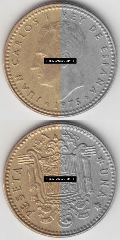 Münzen Spanien Umlaufmünze 1975, 1975-1980, Una Peseta, 1 Pesete 1979, Münze aus Spanien, Umlaufmünze / aus Zahlungsverkehr... Sammlung