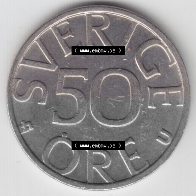 Münzen Schweden Umlaufmünze 1976-1991, 50 Öre 1985, Bild mit Rückseite der Münze als Bildmaterial Sammlung