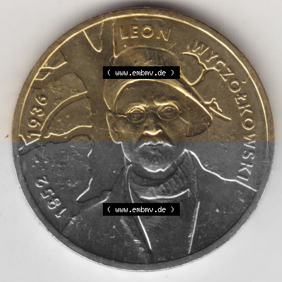 Münzen Polen Gedenkmünze 2007-2007, 2 Zloty, Polnische Maler - Leon Wyczolkowski, Bild mit Rückseite der Münze als Bildmaterial Sammlung