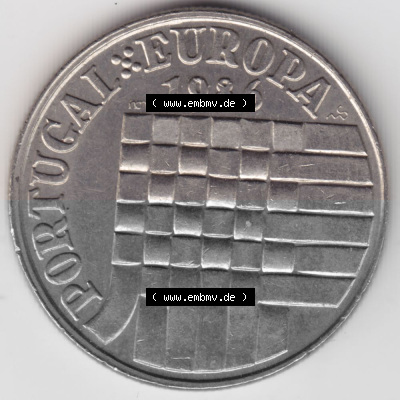 Münzen Portugal Gedenkmünze 1986-1986, 25 Escudos Portugal-Europa 1986. Rückseite der portugiesischen Gedenkmünze aus Portugal... Sammlung
