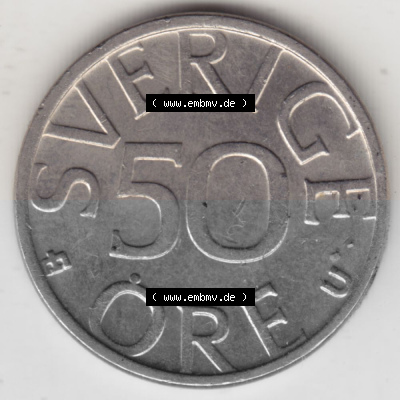 Münzen Schweden Umlaufmünze 1976-1991, 50 Öre 1979, Bild mit Rückseite der Münze als Bildmaterial Sammlung