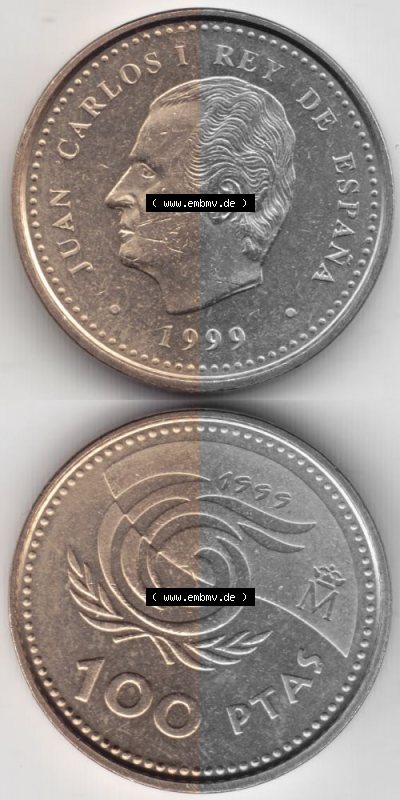 Münzen Spanien Umlaufmünze 1999-1999, 100 Ptas, Peseten 1999, Münze aus Spanien -.-.- für Mobile-Geräte als Bildmaterial... Sammlung