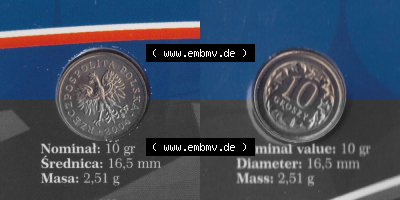 Münzen Polen KMS Umlaufmünze 2004, 10 Groszy, Bild mit Vollansicht als Bildmaterial Sammlung