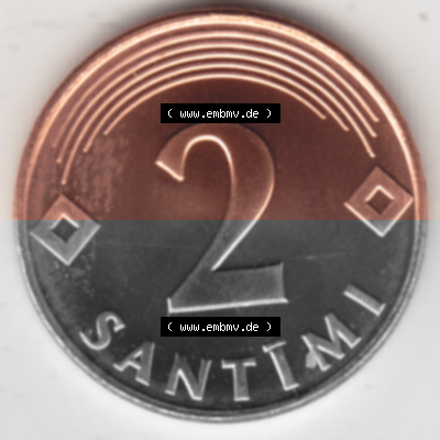 Münzen Lettland Umlaufmünze 1992-2009, 2 Santimi 2000, Bild mit Rückseite der Münze als Bildmaterial Sammlung