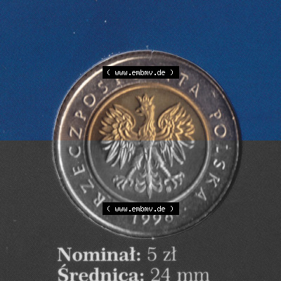 Münzen Polen KMS Umlaufmünze 1996, 5 Zloty (1) Sammlung