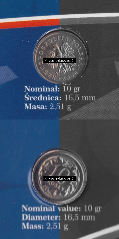 Münzen Polen KMS Umlaufmünze 2004, 10 Groszy, Münzseiten Untereinander als Bildmaterial Sammlung