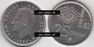 Münzen Spanien Umlaufmünze 1980-1982, 25 Pesetas - Peseten 1982 (3) Sammlung