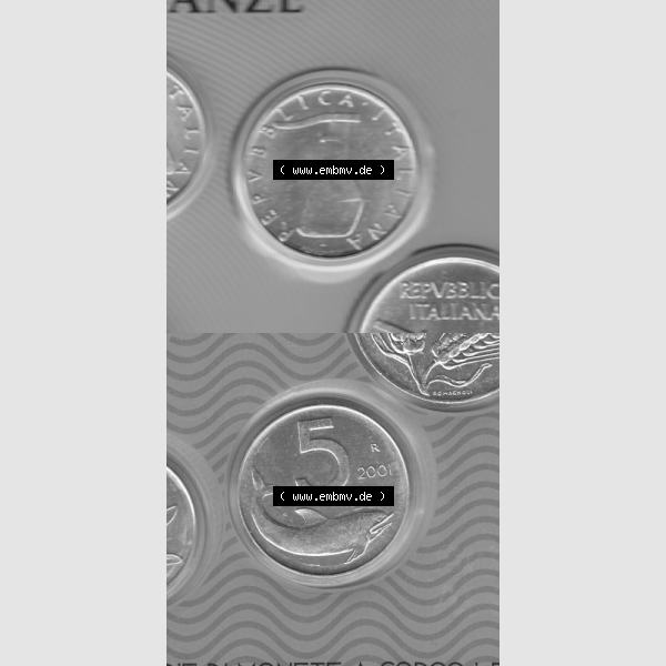 Grau bzw. s/w Münzen Italien Umlaufmünze 1951-2001, 5 Lira-Lire Schiffs-Ruder 2001, Münzseiten Vertikal für Mobile-Geräte zum Download Sammlung Graustufen