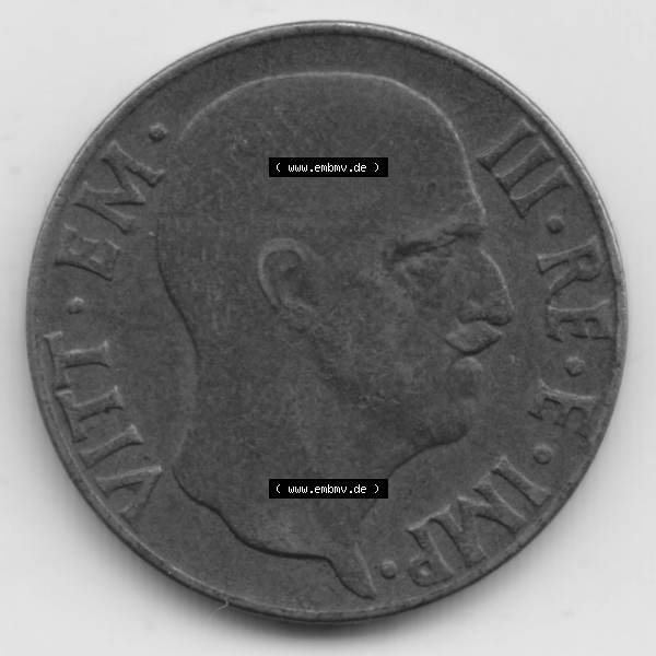 Grau bzw. s/w Münzen Italien Umlaufmünze 1939-1943, 5 Centesimi 1942. Rückseite der alten italienischen Münze aus Italien in der italienischen Lira-Währung zum katalogisieren und... Sammlung Graustufen