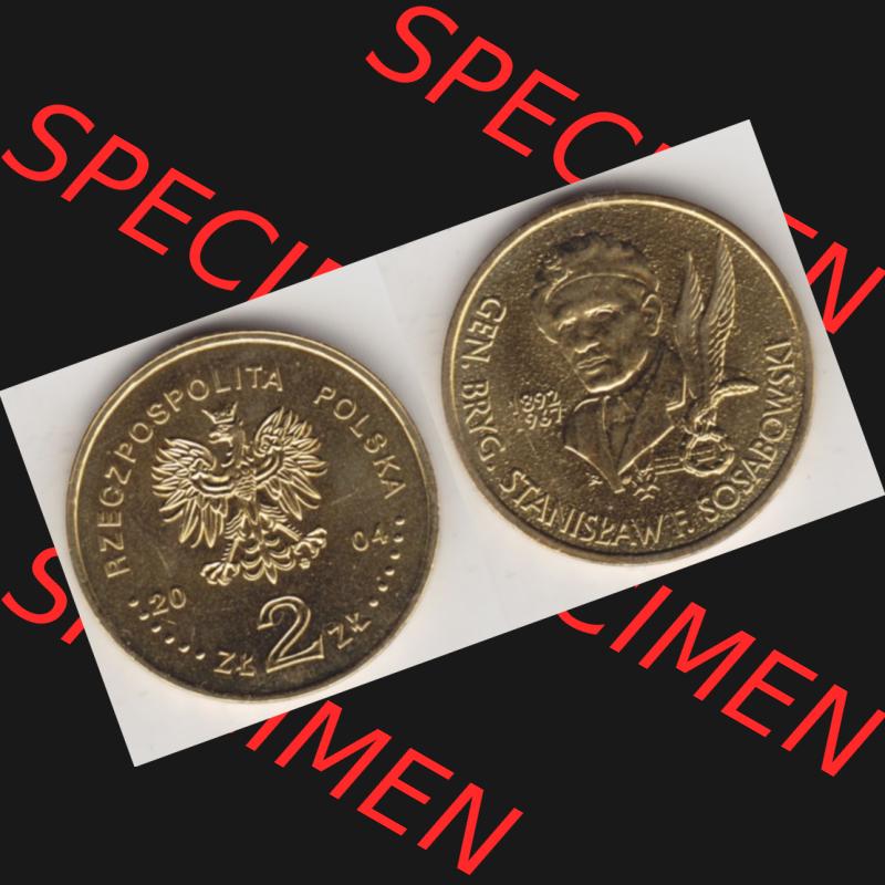Münzen Polen Gedenkmünze 2004-2004, 2 Zloty, General Stanisław Sosabowski (1892-1967), Bild mit Vollansicht als Bildmaterial Sammlung