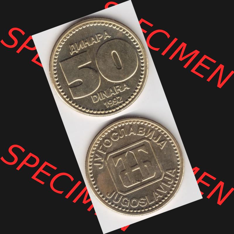 Münzen Jugoslawien Umlaufmünze 1992-1992, 50 Dinara, Anhapa, Dinar, Münzseiten Vertikal für Mobile-Geräte als Bildmaterial Sammlung