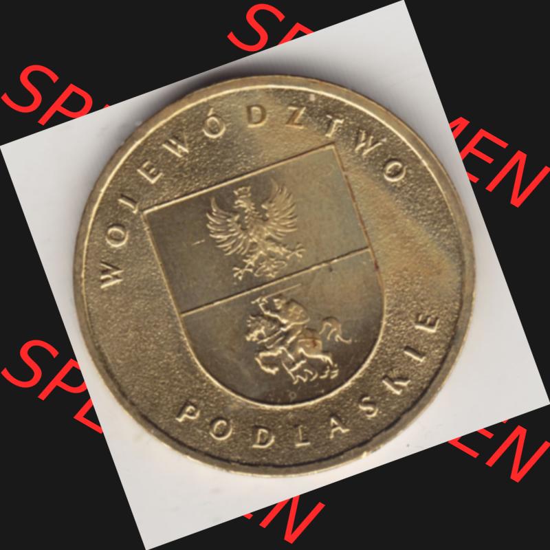 Münzen Polen Gedenkmünze 2004-2004, 2 Zloty Woiwodschaft Podlachien, Bild mit Rückseite der Münze als Bildmaterial Sammlung