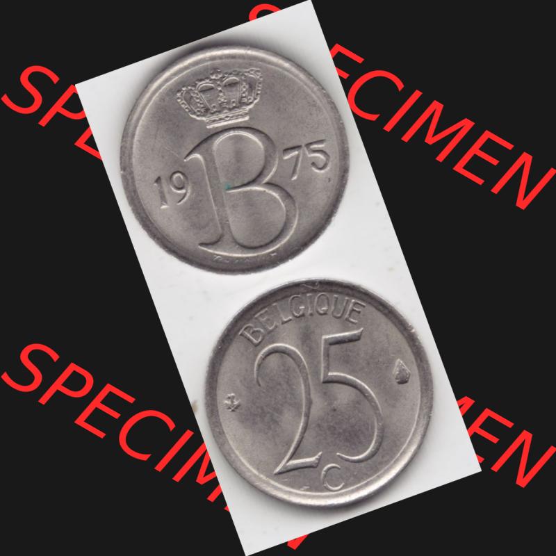 Münzen Belgien Umlaufmünze 1964-1975, 25 Centimes Belgique. Vorderseite und Rückseite vertikal auf einen digitalen Bild der alten belgischen Francs Umlaufmünze aus Belgien... Sammlung