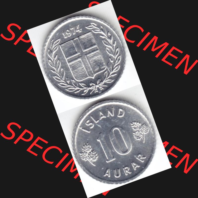 Münzen Island Umlaufmünze 1970-1974, 10 Aurar 1974, Münzseiten Vertikal für Mobile-Geräte zum Bildmaterial Sammlung
