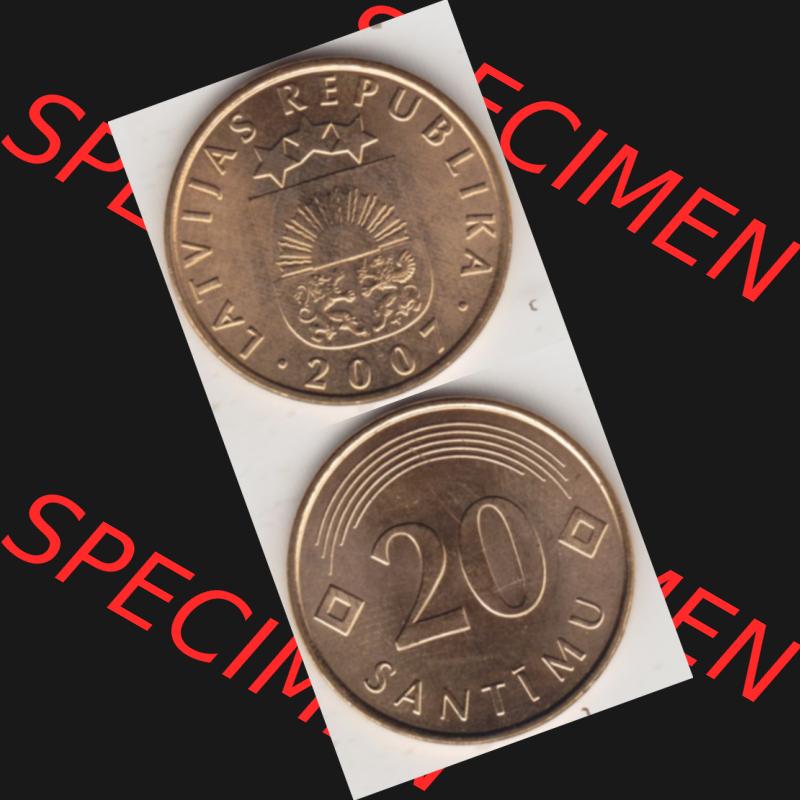 Münzen Lettland Umlaufmünze 1992-2009, 20 Santimu 2007, Münzseiten Vertikal für Mobile-Geräte als Bildmaterial Sammlung