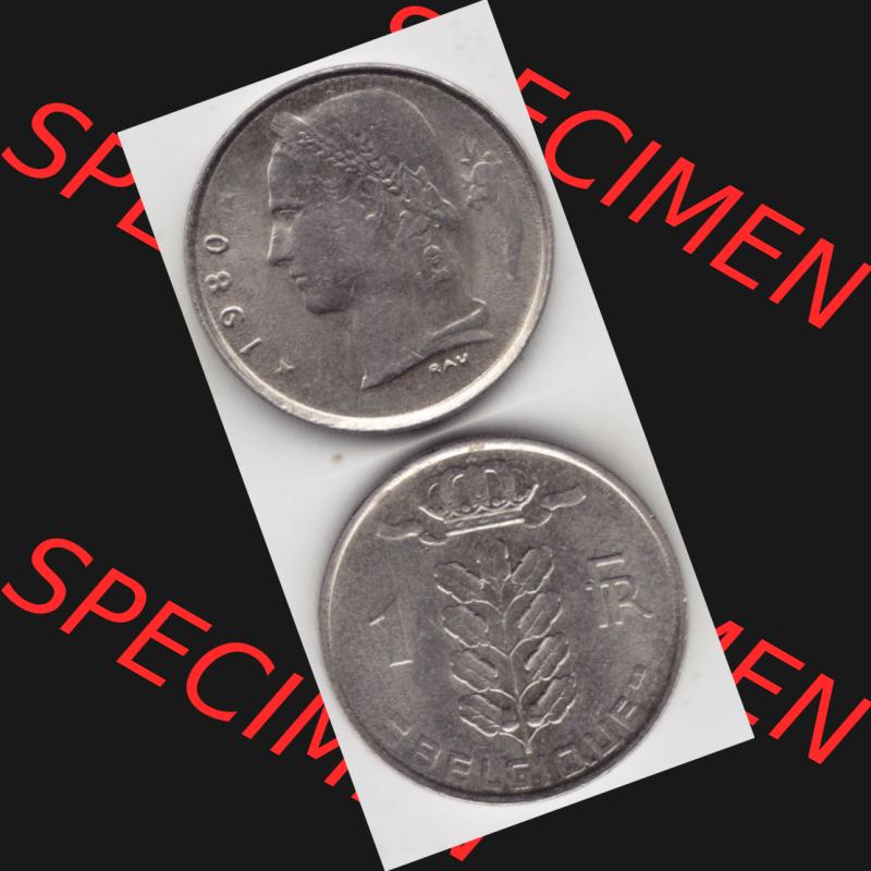 Münzen Belgien Umlaufmünze 1950-1988, 1 Franc Belgique. Vorderseite und Rückseite vertikal auf einen digitalen Bild der alten belgischen Francs Umlaufmünze aus Belgien... Sammlung