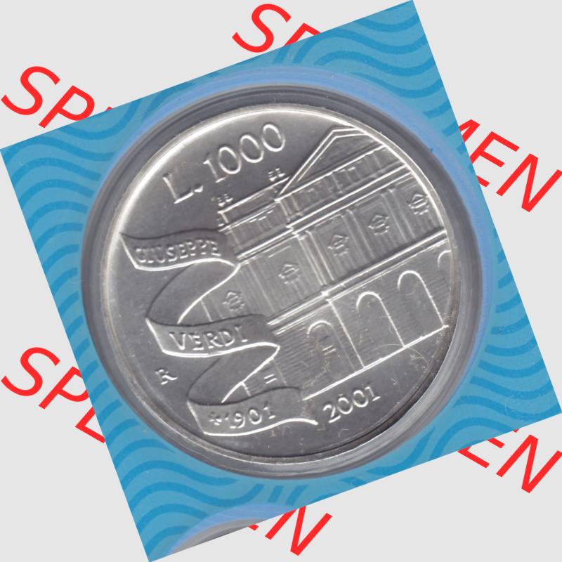 Münzen Italien Gedenkmünze 2001-2001, 1000 Lira-Lire Silbermünze. Vorderseite der alten italienischen Münze aus Italien in der italienischen Lira-Währung zum katalogisieren... Sammlung