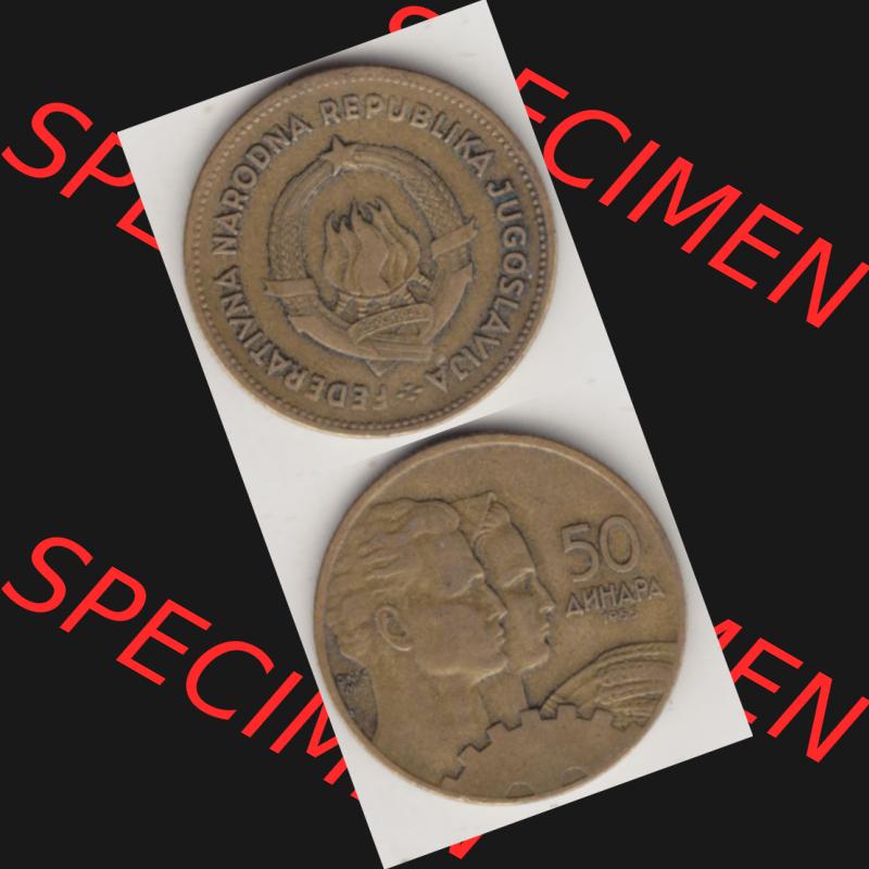 Münzen Jugoslawien Umlaufmünze 1955-1955, 50 Dinar 1955, Münzseiten Vertikal für Mobile-Geräte zum Download Sammlung