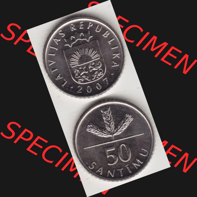 Münzen Lettland Umlaufmünze 1992-2009, 50 Santimu 2007, Münzseiten Vertikal für Mobile-Geräte als Bildmaterial Sammlung