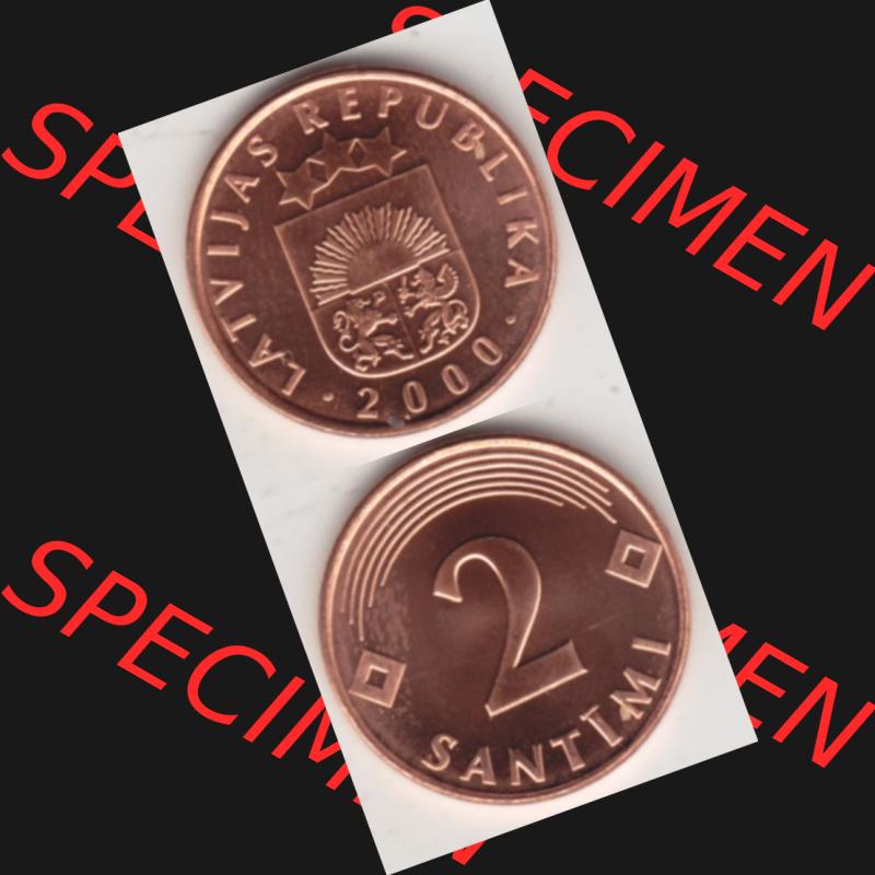 Münzen Lettland Umlaufmünze 1992-2009, 2 Santimi 2000, Münzseiten Vertikal für Mobile-Geräte als Bildmaterial Sammlung