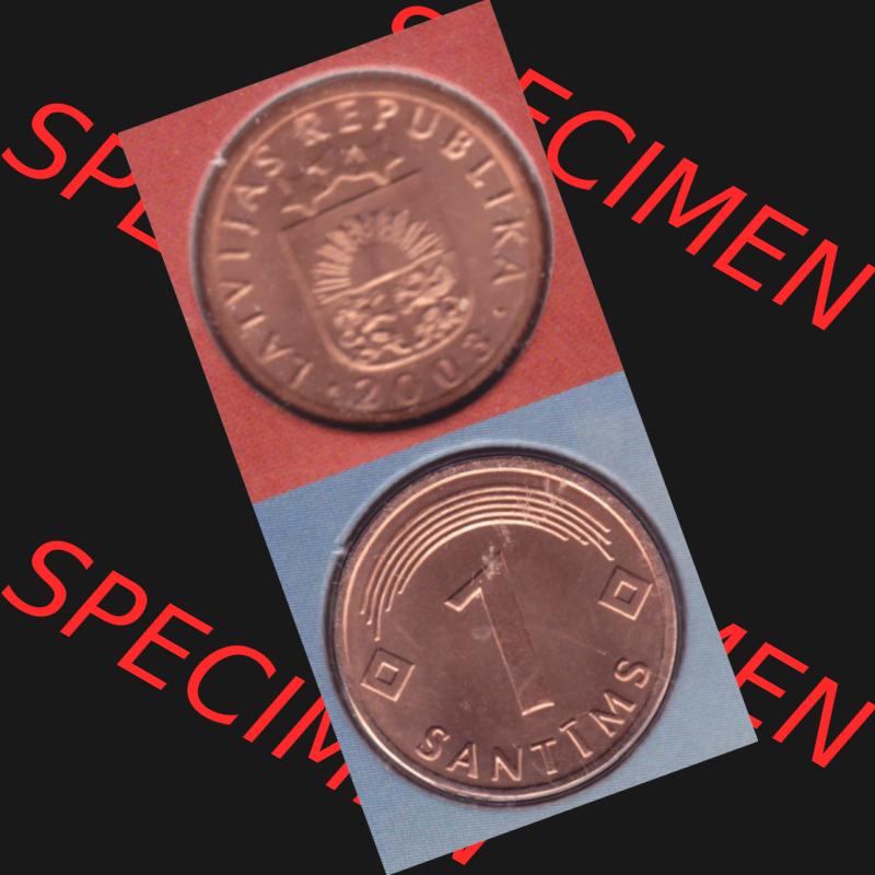 Münzen Lettland Umlaufmünze 1992-2008, 1 Centime 2003, Münze aus Münzensatz, Münzseiten Vertikal für Mobile-Geräte als Bildmaterial Sammlung