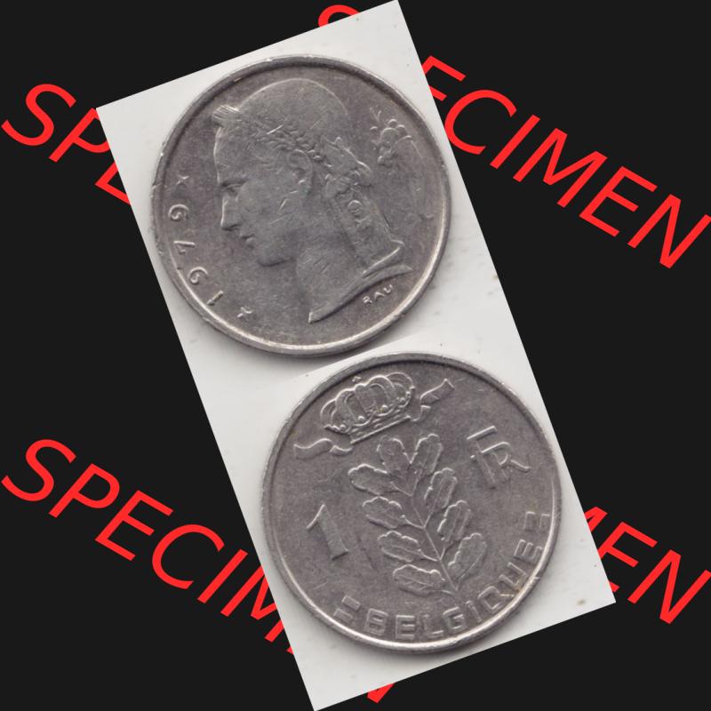 Münzen Belgien Umlaufmünze 1950-1988, 1 Francs-Franken 1979 Belgique. Vorderseite und Rückseite vertikal auf einen digitalen Bild der alten belgischen Francs Umlaufmünze... Sammlung