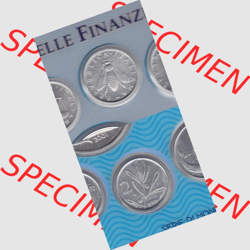 Münzen Italien Umlaufmünze 1953-2001, 2 Lira-Lire Insekt Münze 2001. Vorderseite und Rückseite vertikal untereinander auf einen digitalen Bild der alten italienischen Münze... Sammlung