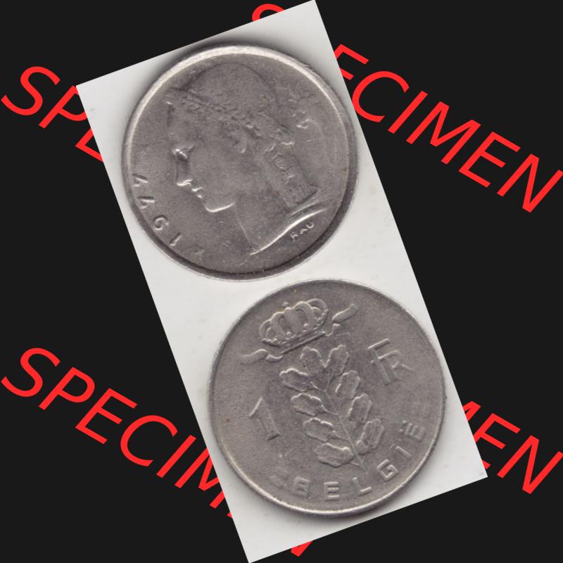 Münzen Belgien Umlaufmünze 1950-1988, 1 Francs-Franken 1977 Belgie. Vorderseite und Rückseite vertikal auf einen digitalen Bild der alten belgischen Francs Umlaufmünze... Sammlung