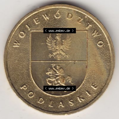 Münzen Polen Gedenkmünze 2004-2004, 2 Zloty Woiwodschaft Podlachien, Bild mit Rückseite der Münze als Bildmaterial Sammlung