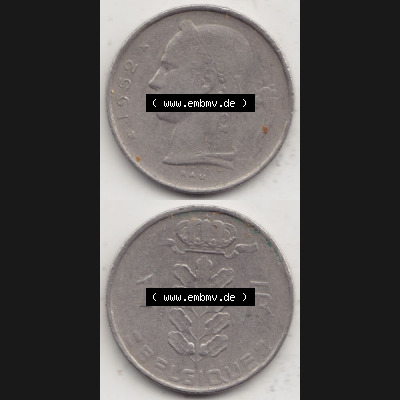 Münzen Belgien Umlaufmünze 1950-1988, 1 Francs-Franken 1952 Belgique. Vorderseite und Rückseite vertikal auf einen digitalen Bild der alten belgischen Francs Umlaufmünze... Sammlung