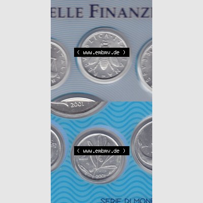 Münzen Italien Umlaufmünze 1953-2001, 2 Lira-Lire Insekt Münze 2001. Vorderseite und Rückseite vertikal untereinander auf einen digitalen Bild der alten italienischen Münze... Sammlung