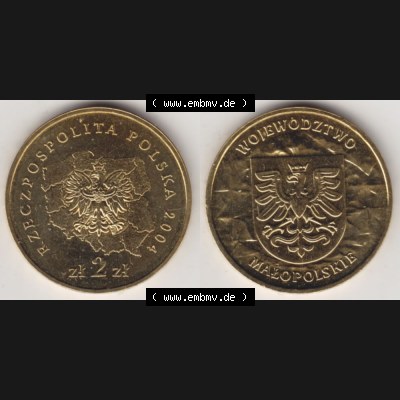 Münzen Polen Gedenkmünze 2004-2004, 2 Zloty, Woiwodschaft Kleinpolen, Bild mit Vollansicht als Bildmaterial Sammlung