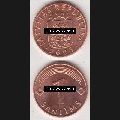 Münzen Lettland Umlaufmünze 1992-2008, 1 Santims 2003, Münzseiten Vertikal für Mobile-Geräte als Bildmaterial Sammlung