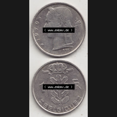 Münzen Belgien Umlaufmünze 1950-1988, 1 Francs-Franken 1979 Belgique. Vorderseite und Rückseite vertikal auf einen digitalen Bild der alten belgischen Francs Umlaufmünze... Sammlung