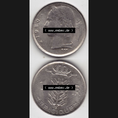 Münzen Belgien Umlaufmünze 1950-1988, 1 Franc Belgique. Vorderseite und Rückseite vertikal auf einen digitalen Bild der alten belgischen Francs Umlaufmünze aus Belgien... Sammlung