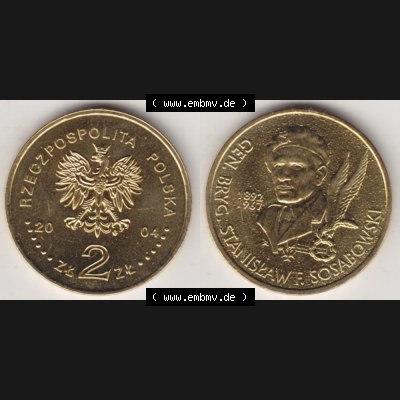 Münzen Polen Gedenkmünze 2004-2004, 2 Zloty, General Stanisław Sosabowski (1892-1967), Bild mit Vollansicht als Bildmaterial Sammlung