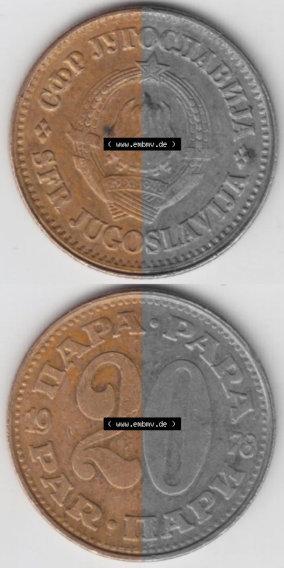 Münzen Jugoslawien Umlaufmünze 1965-1921, 20 Para, Par, Napa 1978, Münzseiten Vertikal für Mobile-Geräte zum Download Sammlung
