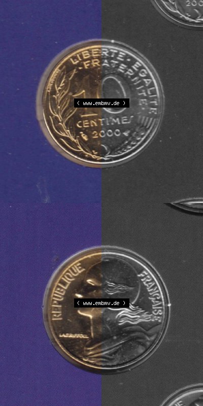 Umlaufmünze 10 Cmes - Centimes - Cent aus Frankreich in der Francs-Währung Sammlung