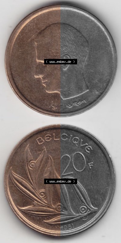 Belgien vor Einführung der Euromünzen in Belgien Sammlung