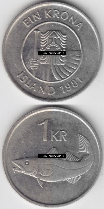 Umlaufmünze aus Island in Isländischen Kronen-Währung Sammlung