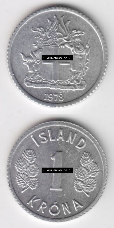Umlaufmünze aus Island in Isländischen Kronen-Währung Sammlung