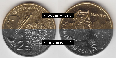 Münzen Polen Gedenkmünze 2005-2005, 2 Zloty, Polnische Maler, Tadeusz Makowski, Bild mit Vollansicht als Bildmaterial Sammlung