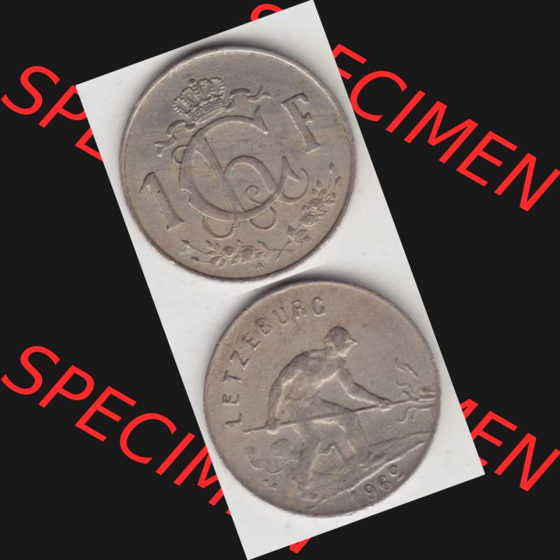 Münzen Luxemburg Umlaufmünze 1952-1964, 1 F, Franc, Franken 1962 II., Münzseiten Vertikal für Mobile-Geräte als Bildmaterial Sammlung