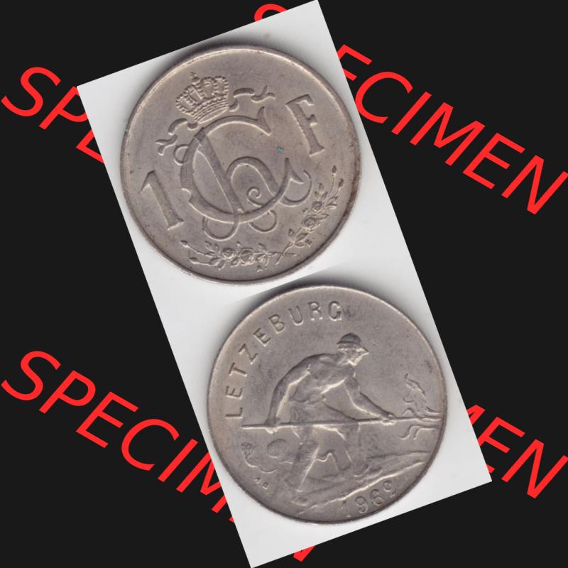 Münzen Luxemburg Umlaufmünze 1952-1964, 1 F, Franc, Franken 1962 I., Münzseiten Vertikal für Mobile-Geräte als Bildmaterial Sammlung