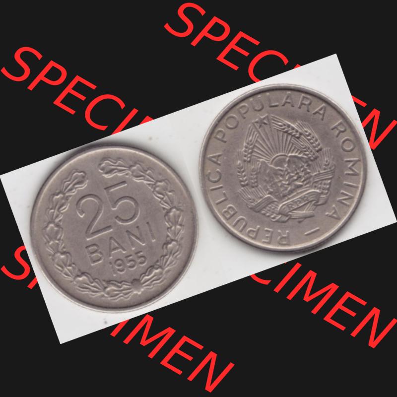 Münzen Rumänien Umlaufmünze 1955-1955, 25 Bani, Bild mit horizontaler Vollansicht als Bildmaterial Sammlung