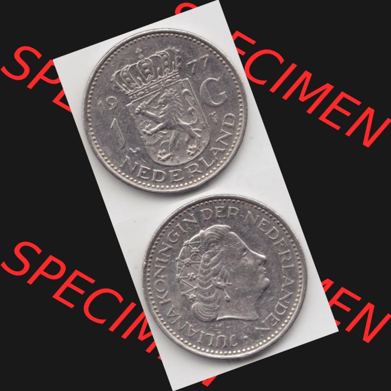 Münzen Niederlande Umlaufmünze 1967-1980, 1 Gulden 1977, Münzseiten Vertikal / Untereinander für Mobile-Geräte als Bildmaterial Sammlung