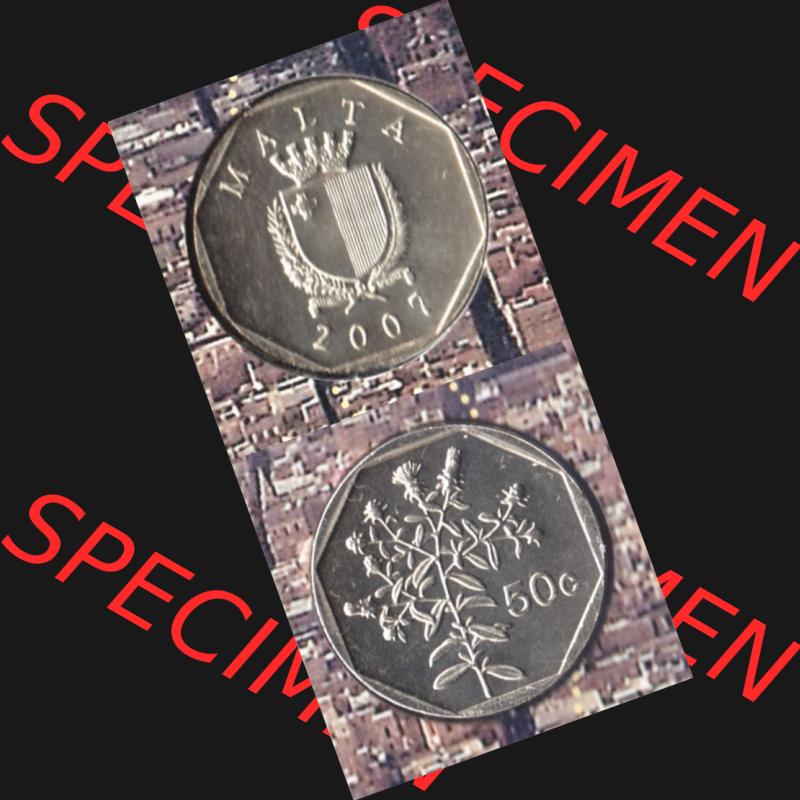 Münzen Malta Umlaufmünze 1991-2007, 50 Cent 2007, Münzseiten Vertikal / Untereinander für Mobile-Geräte als Bildmaterial Sammlung