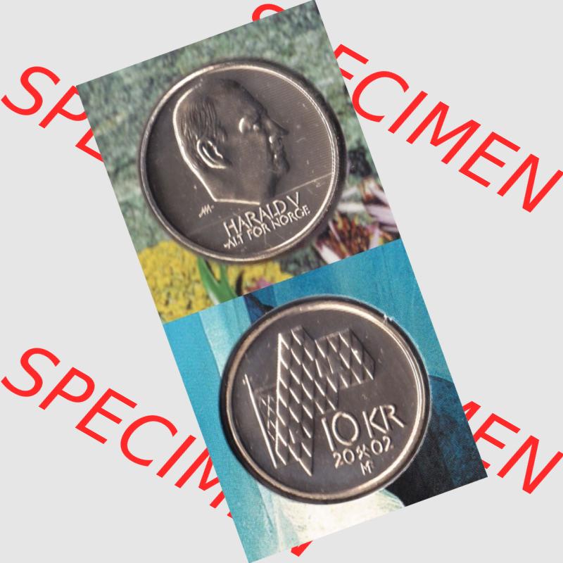 Münzen Norwegen Umlaufmünze 1995-2012, 10 KR, Kronen 2002, Münze aus Norwegen aus Münzensatz mit Münzseiten Vertikal / Untereinander auf einen Bild für... Sammlung