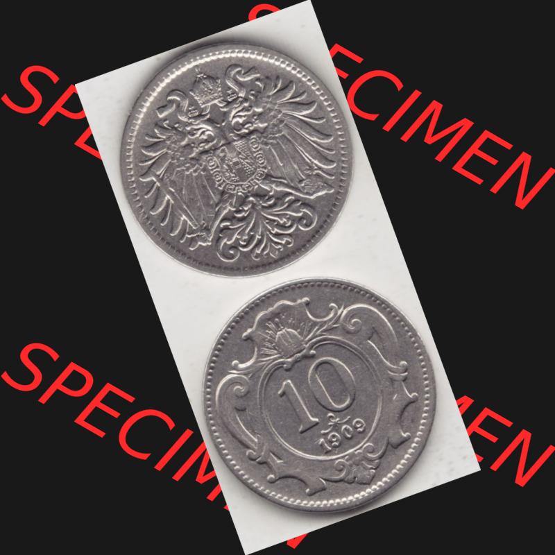 Münzen Österreich Umlaufmünze 1892-1911, 10 Heller 1909, Münze aus Österreich mit Münzseiten Vertikal / Untereinander auf einen Bild für Mobile-Geräte... Sammlung