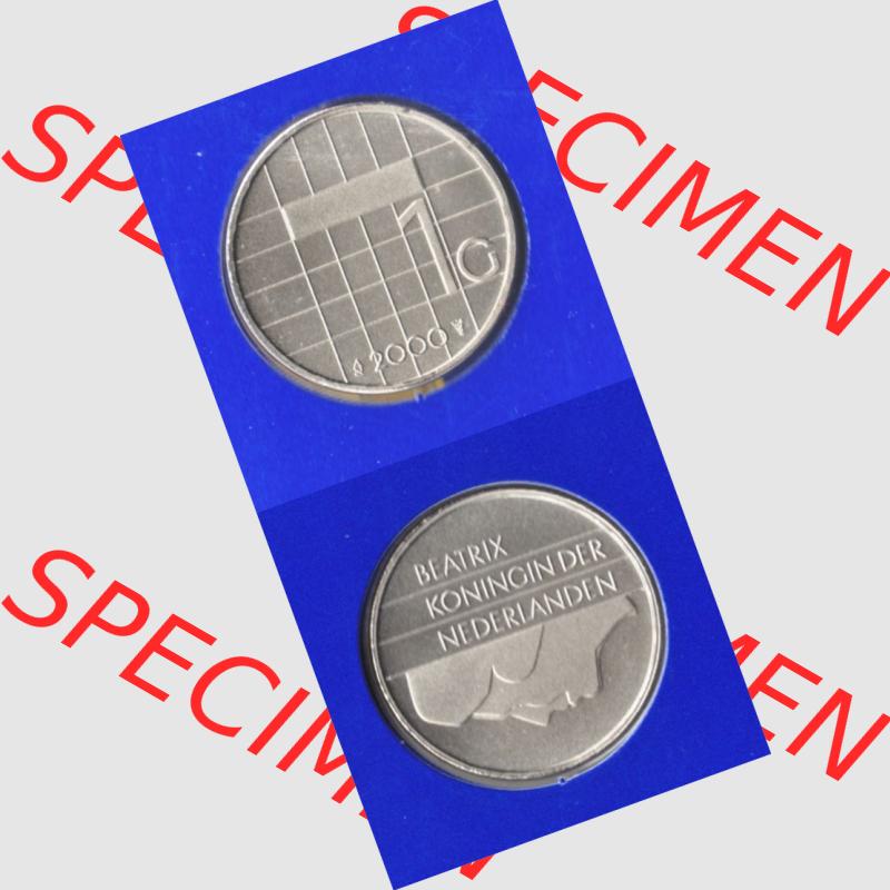 Münzen Niederlande Umlaufmünze 1982-2000, 1 Gulden 2000, Münze aus Offiziellen Münzensatz der Niederlande Münzseiten Vertikal / Untereinander für Mobile-Geräte... Sammlung